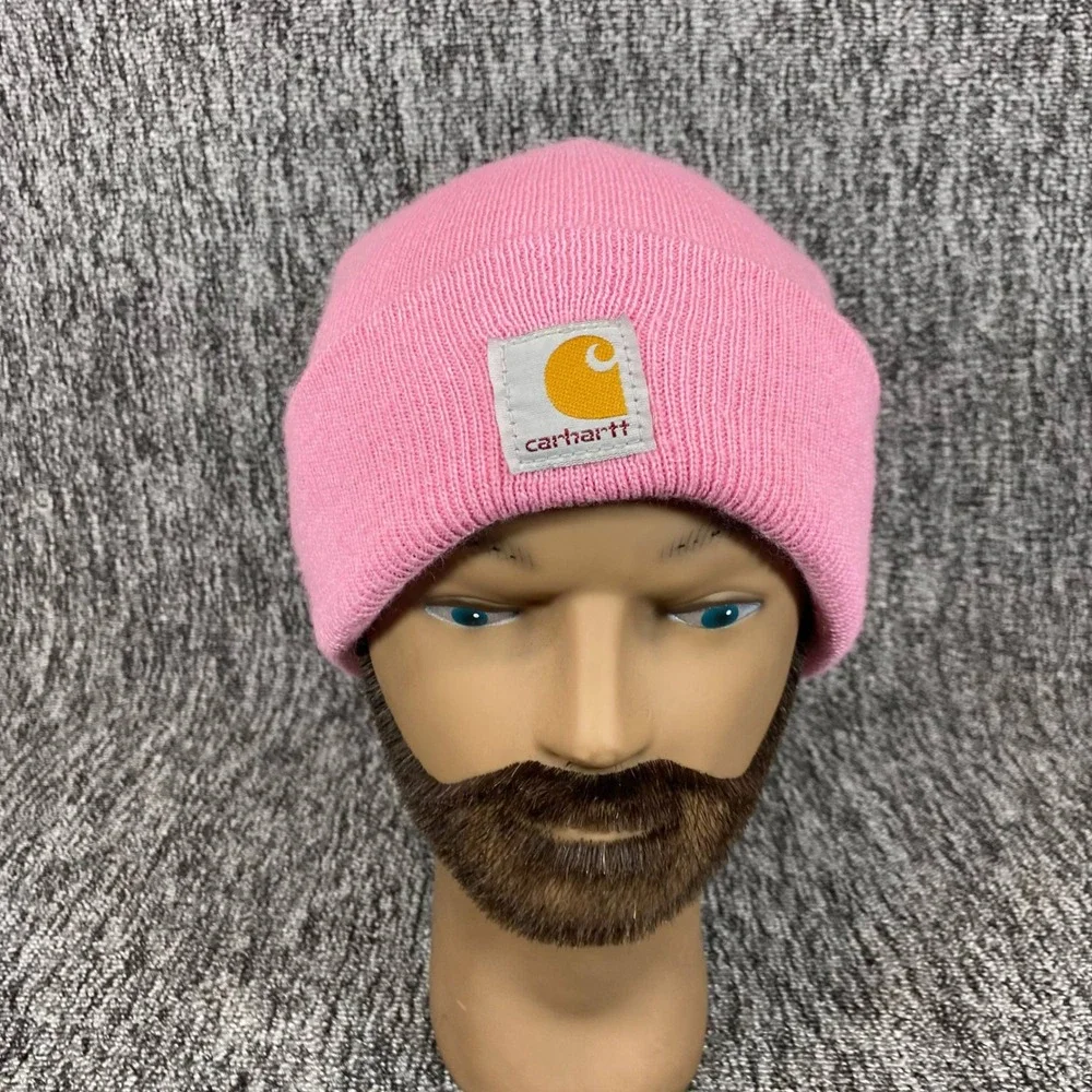 Carhartt Beanie Kids One Size Pink Knit Logo Cuff Winter Hat